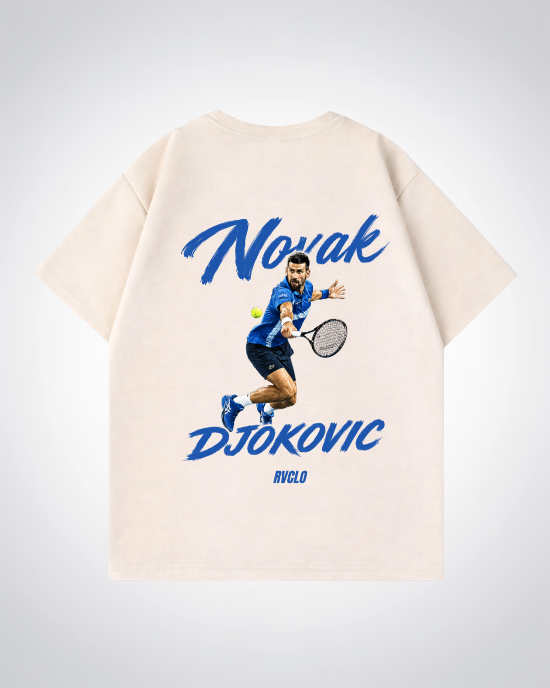 Novak Djokovic Oversized Shirt  - Beige Back (Designed)