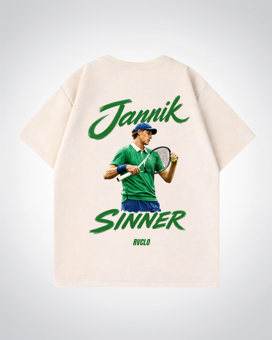 Jannik Sinner Oversized Shirt  - Beige Back (Designed)