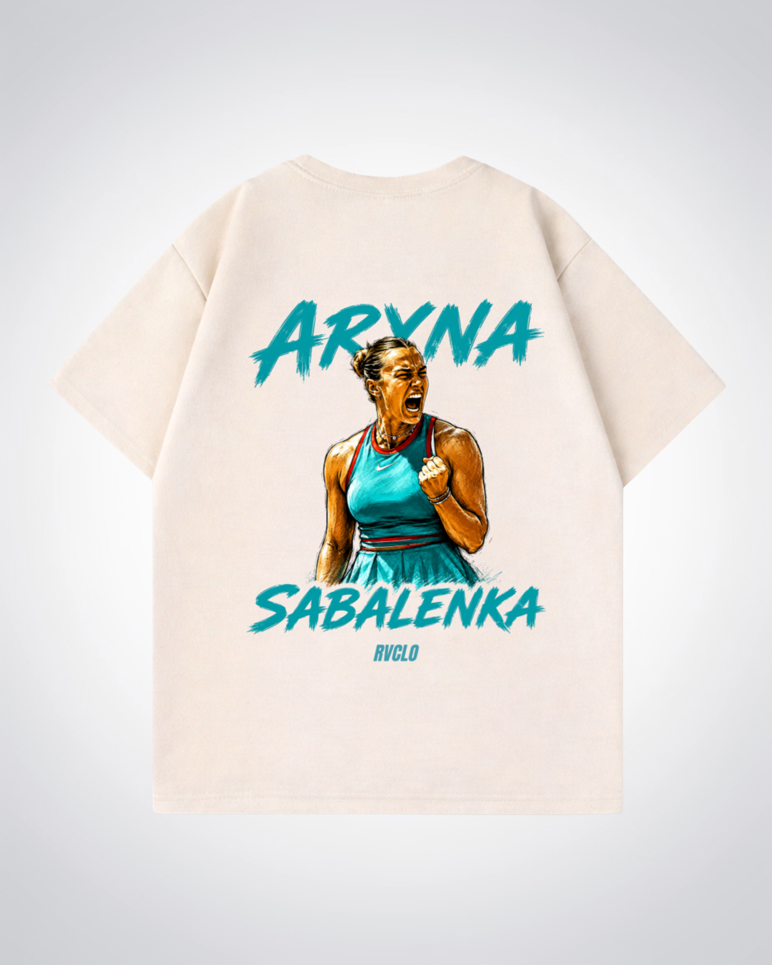 Aryna Sabalenka Oversized Shirt  - Beige Back (Designed)