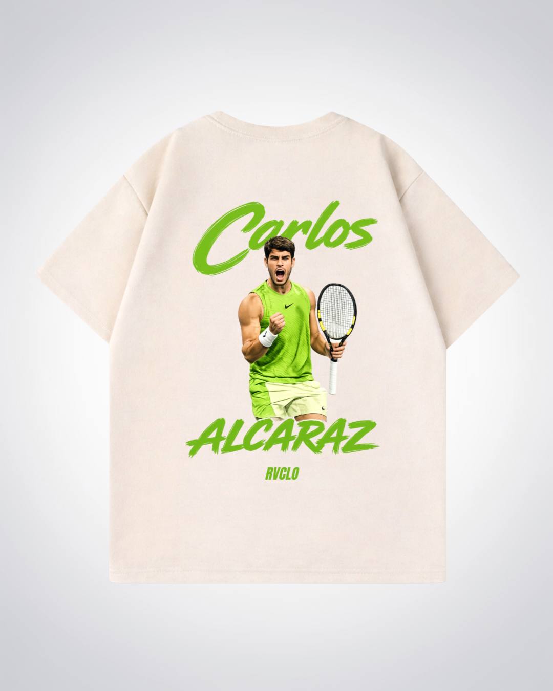Carlos Alcaraz Oversized Shirt  - Beige Back (Designed)