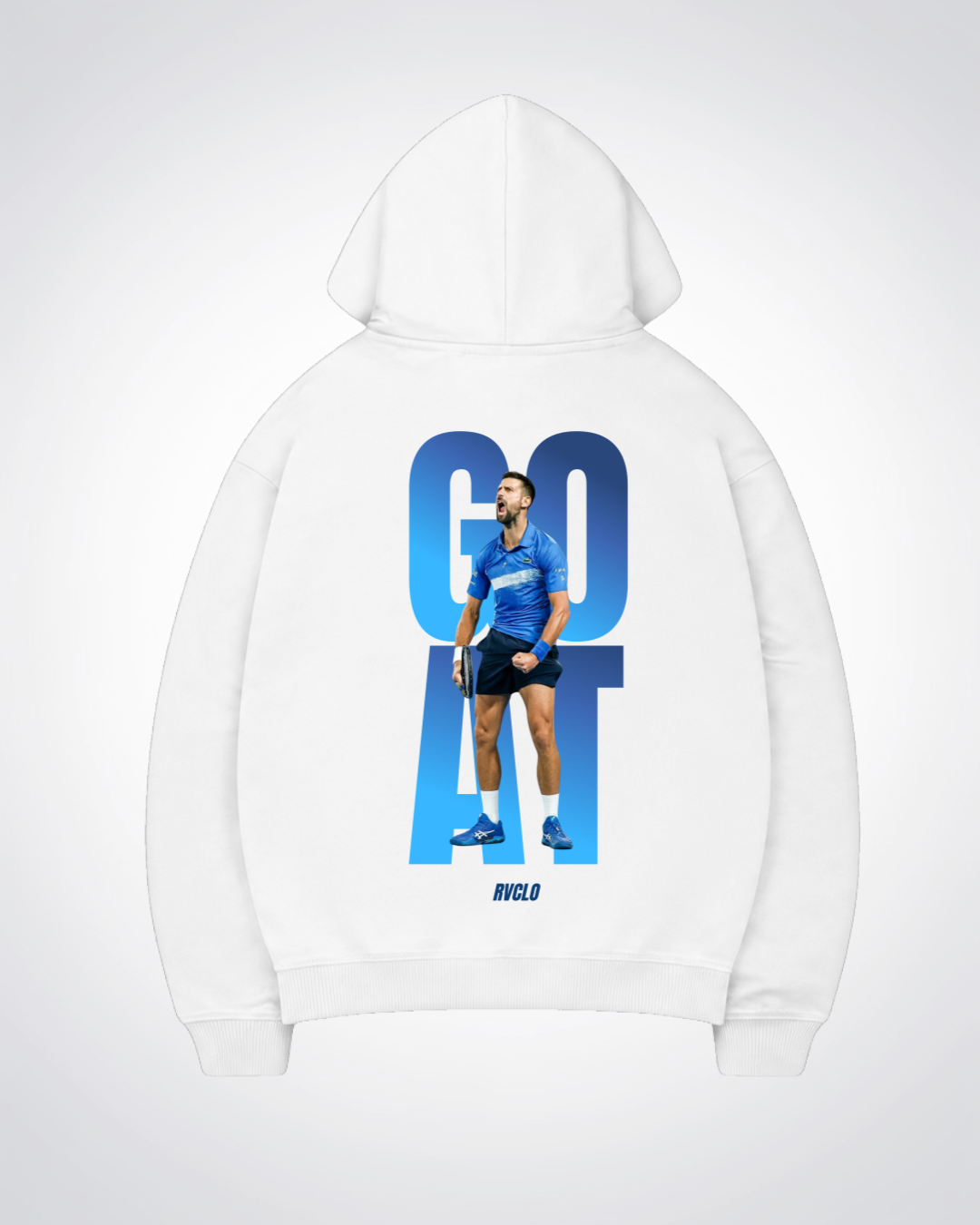 GOAT Djokovic Oversized Hoodie - White Back (Designed)