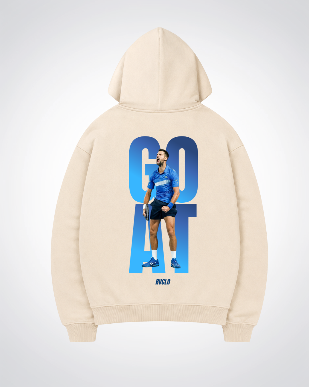 GOAT Djokovic Oversized Hoodie - Beige Back (Designed)