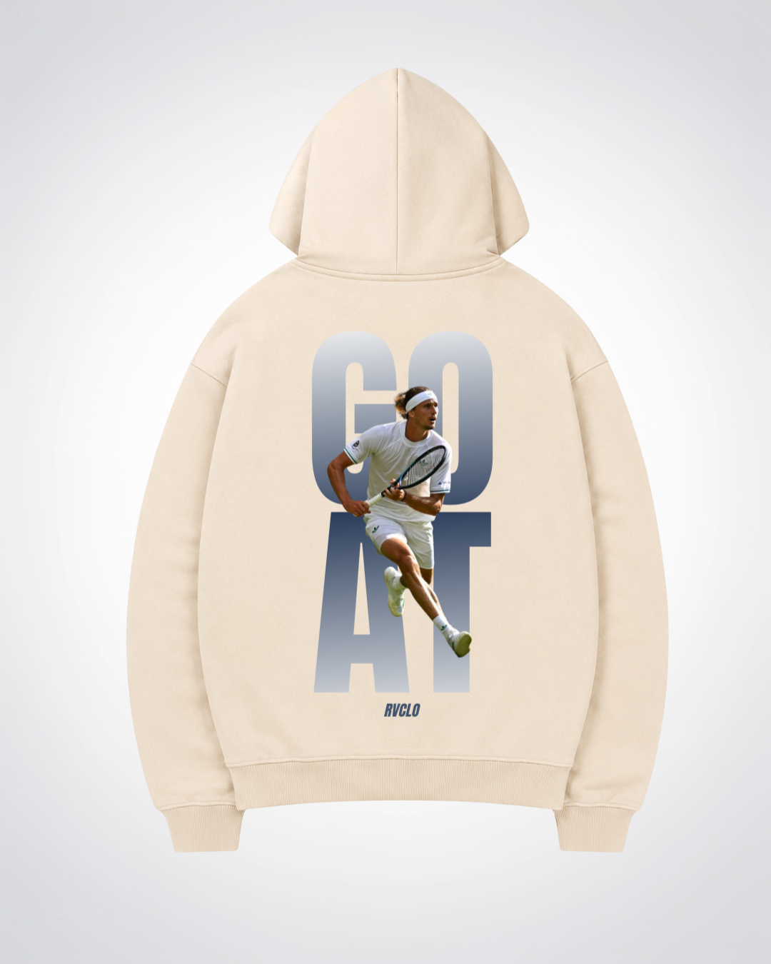 GOAT Zverev Oversized Hoodie - Beige Back (Designed)