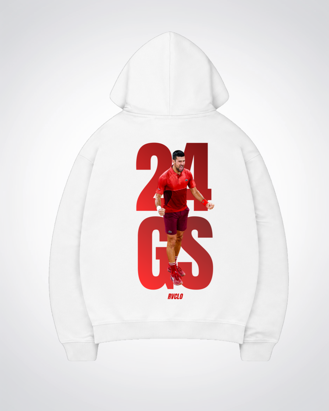 24GS Djokovic Oversized Hoodie - White Back (Designed)