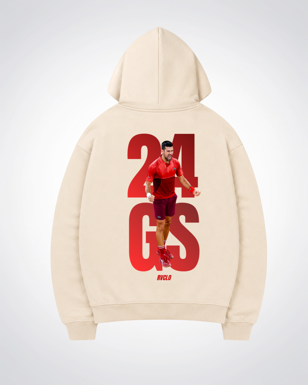 24GS Djokovic Oversized Hoodie - Beige Back (Designed)