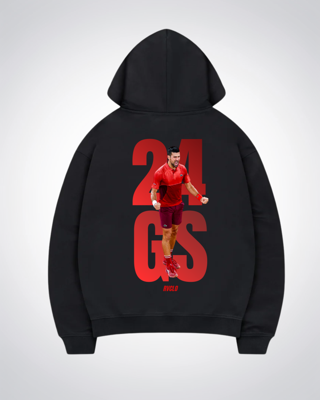 24GS Djokovic Oversized Hoodie - Black Back (Designed)