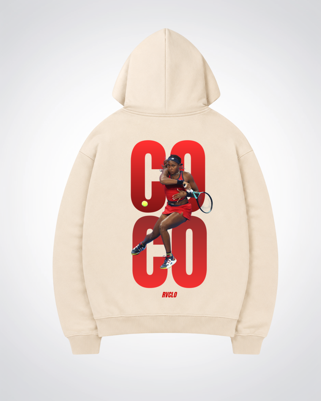 COCO Gauff Oversized Hoodie - Beige Back (Designed)