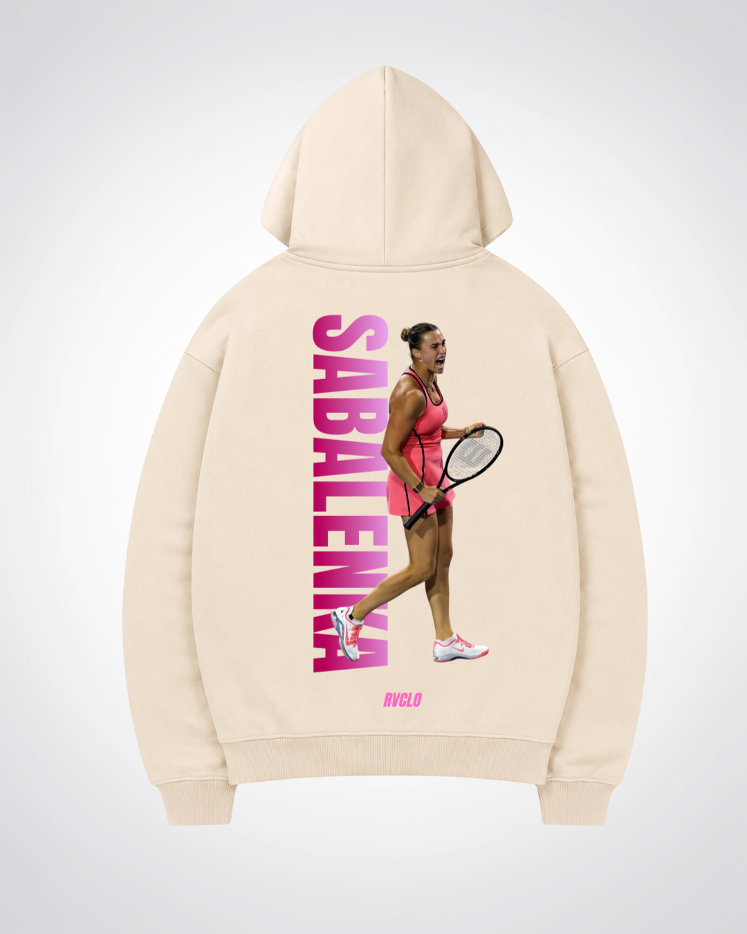 Sabalenka Oversized Hoodie - Beige Back (Designed)