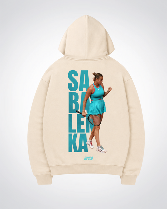 Sabalenka Oversized Hoodie - Beige Back (Designed)