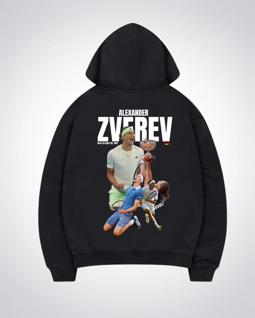 Alexander Zverev Oversized Hoodie - Black Back (Designed)