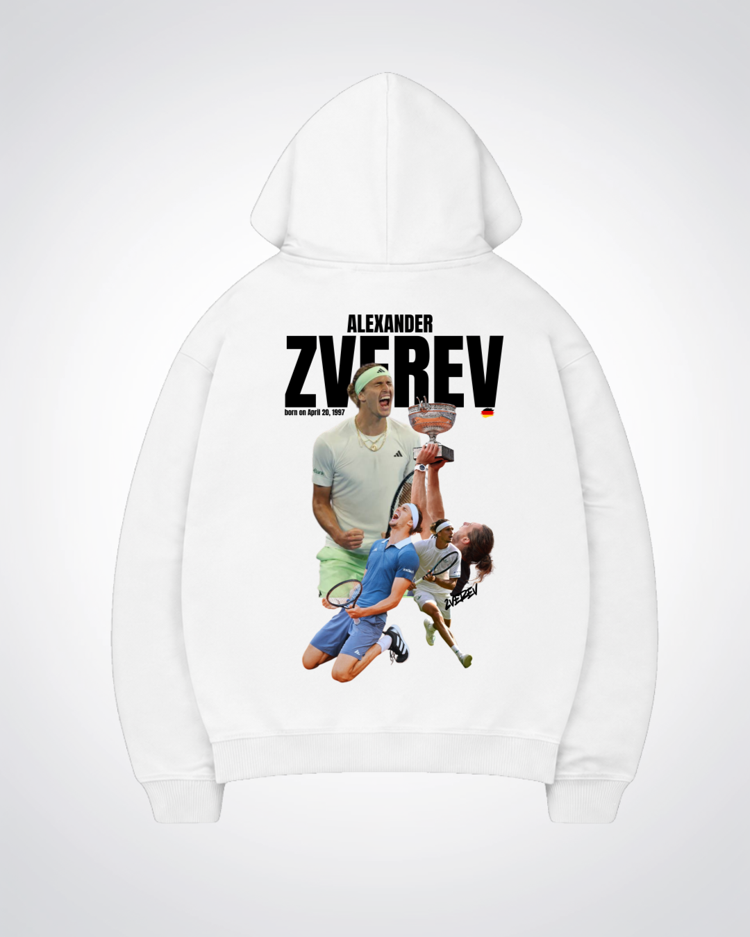 Alexander Zverev Oversized Hoodie - White Back (Designed)