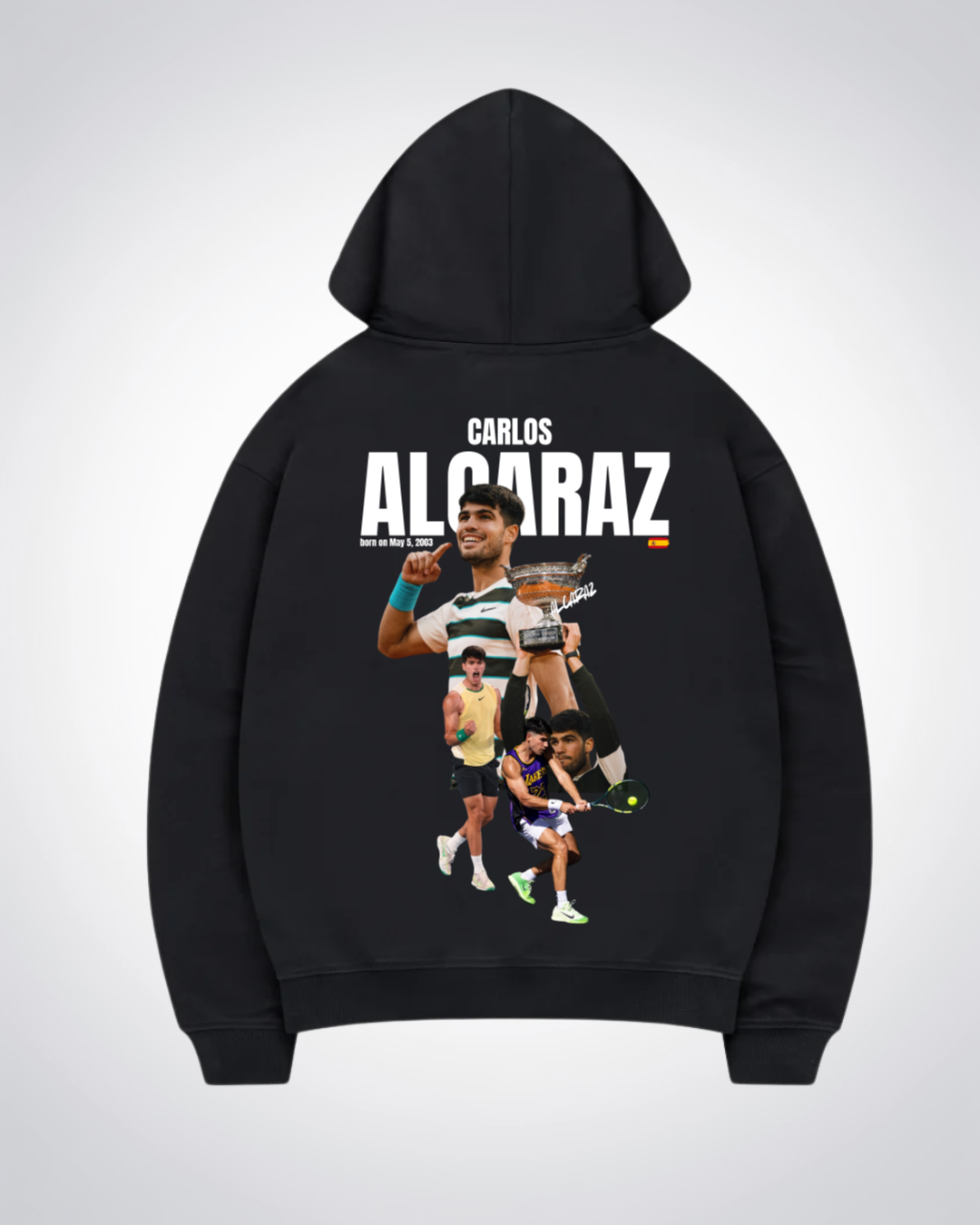 Carlos Alcaraz Oversized Hoodie - Black Back (Designed)