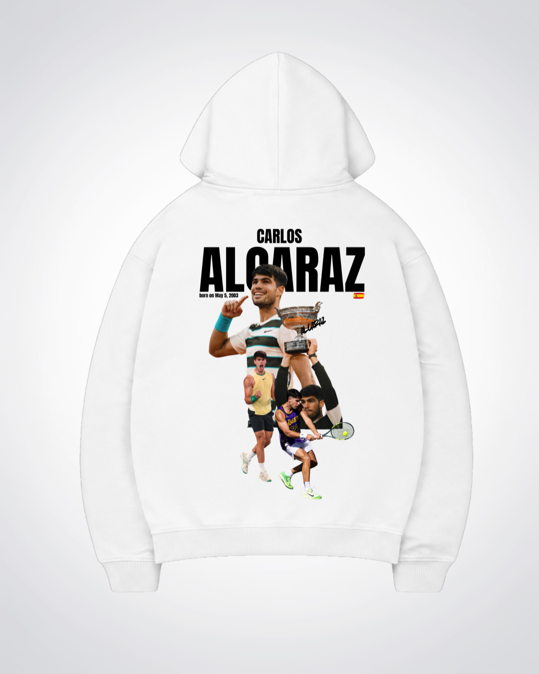 Carlos Alcaraz Oversized Hoodie - White Back (Designed)