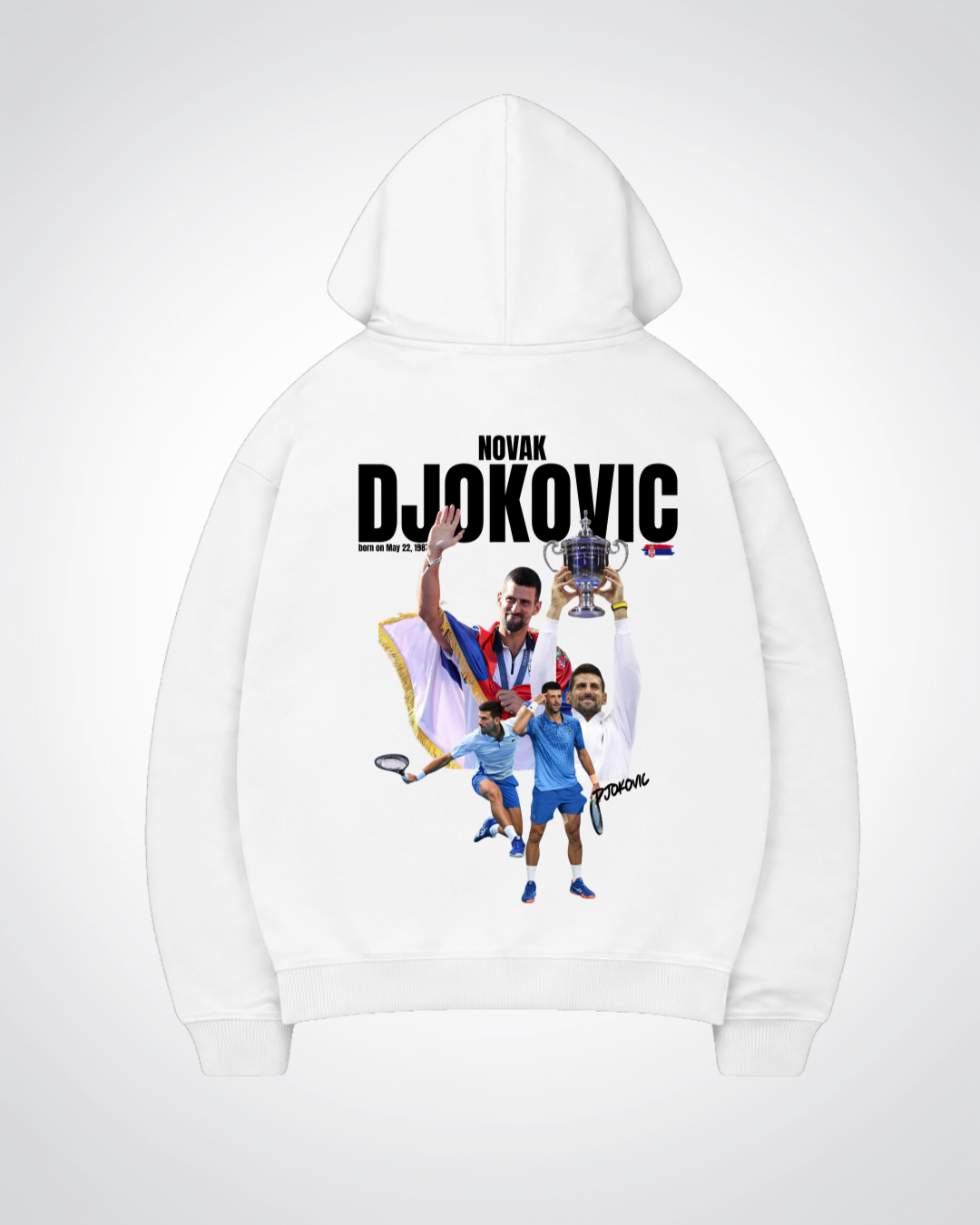 Novak Djokovic Oversized Hoodie - White Back (Designed)