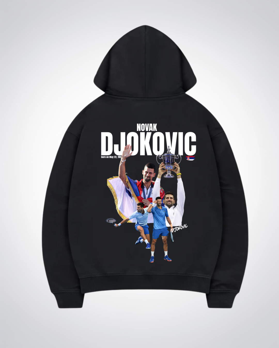 Novak Djokovic Oversized Hoodie - Black Back (Designed)