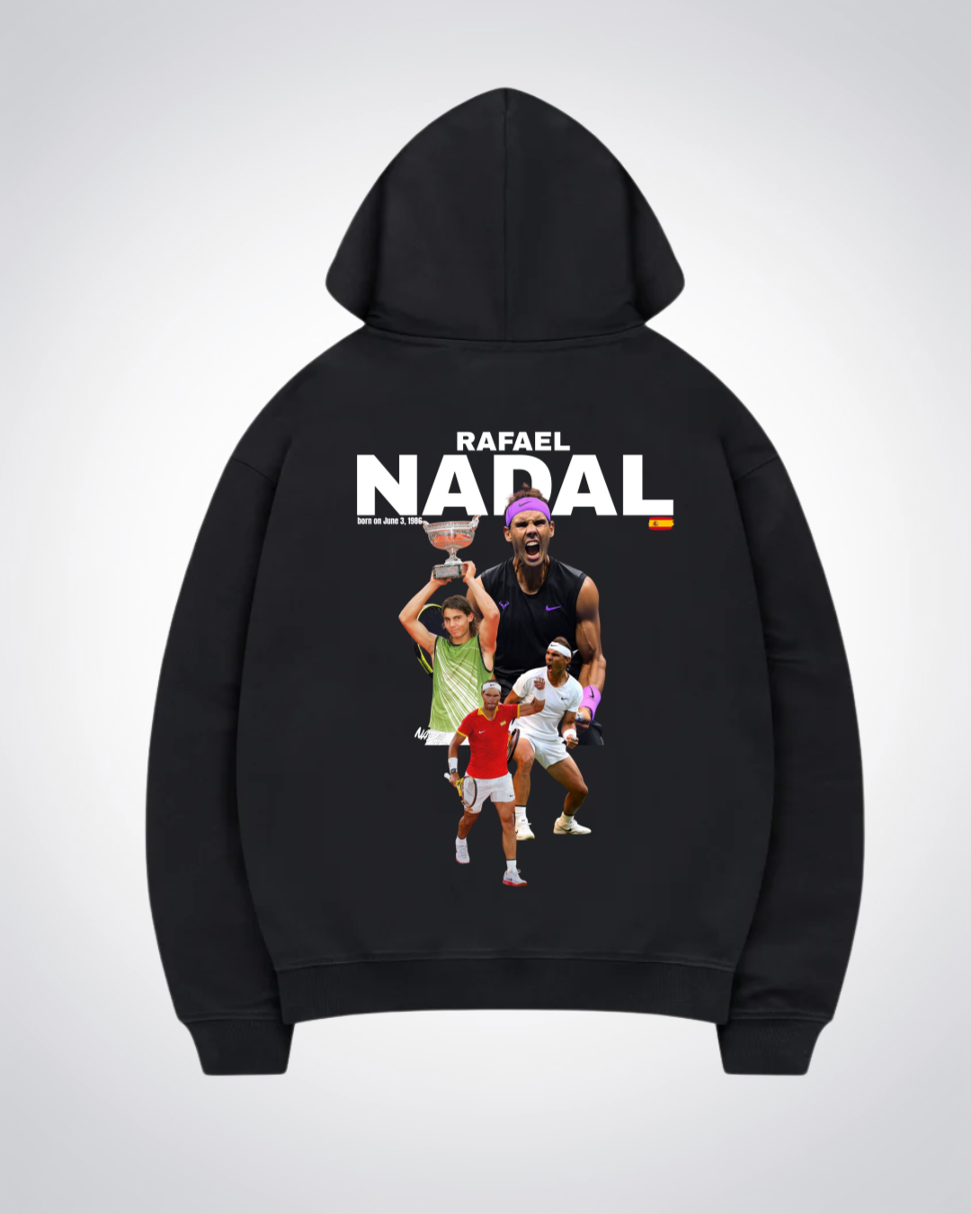 Rafael Nadal Oversized Hoodie - Black Back (Designed)