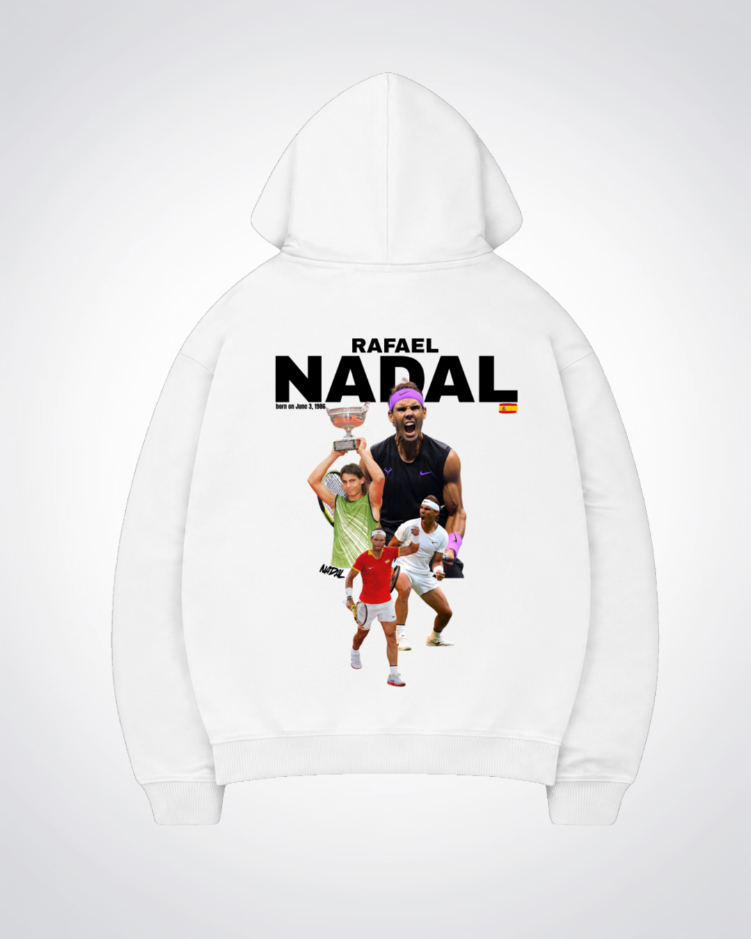 Rafael Nadal Oversized Hoodie - White Back (Designed)