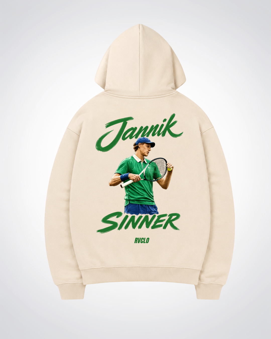 Jannik Sinner Oversized Hoodie - Beige Back (Designed)