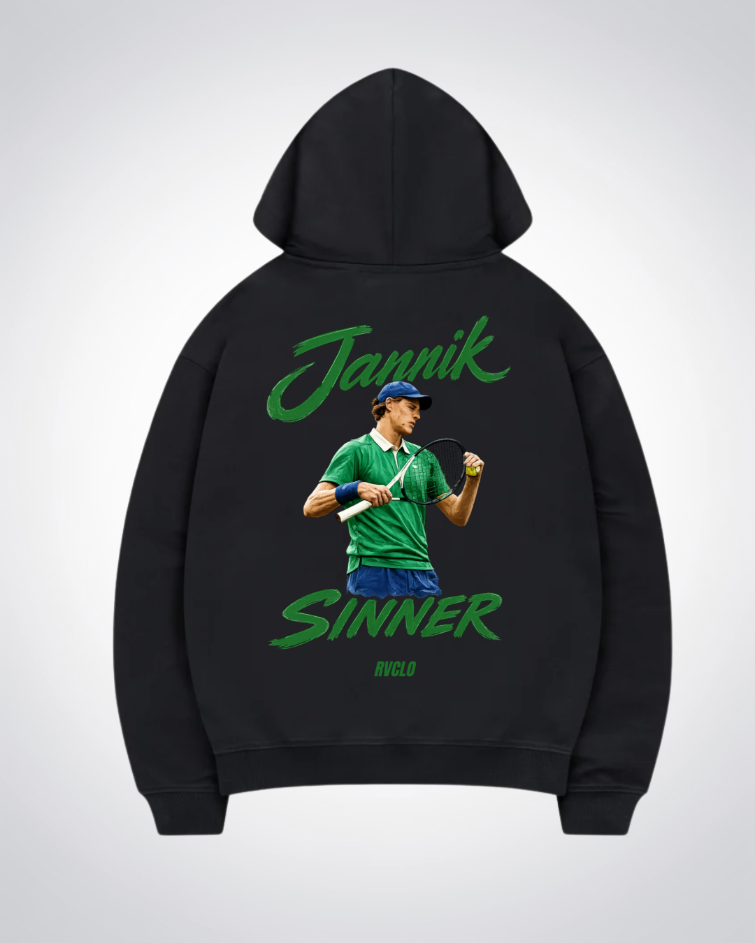 Jannik Sinner Oversized Hoodie - Black Back (Designed)