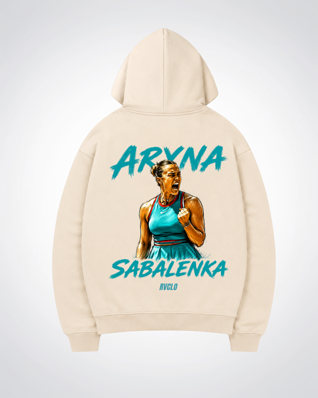 Aryna Sabalenka Oversized Hoodie - Beige Back (Designed)