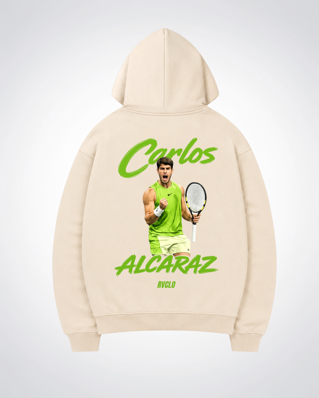 Carlos Alcaraz Oversized Hoodie - Beige Back (Designed)