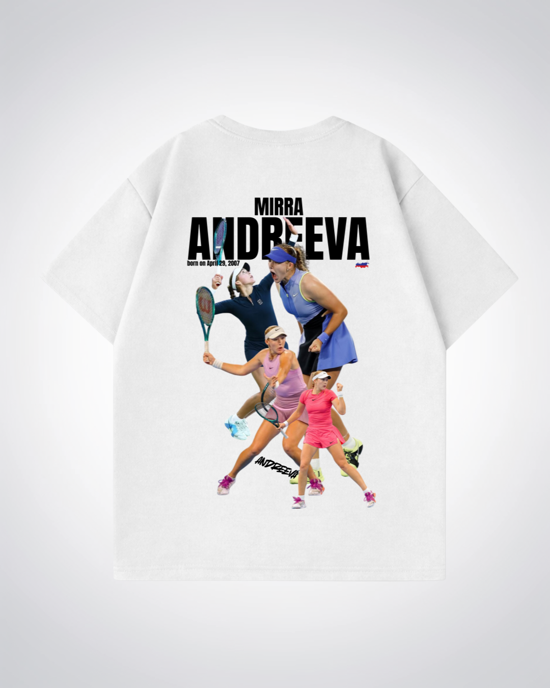 Mirra Andreeva Oversized Shirt - White Back (Designed)