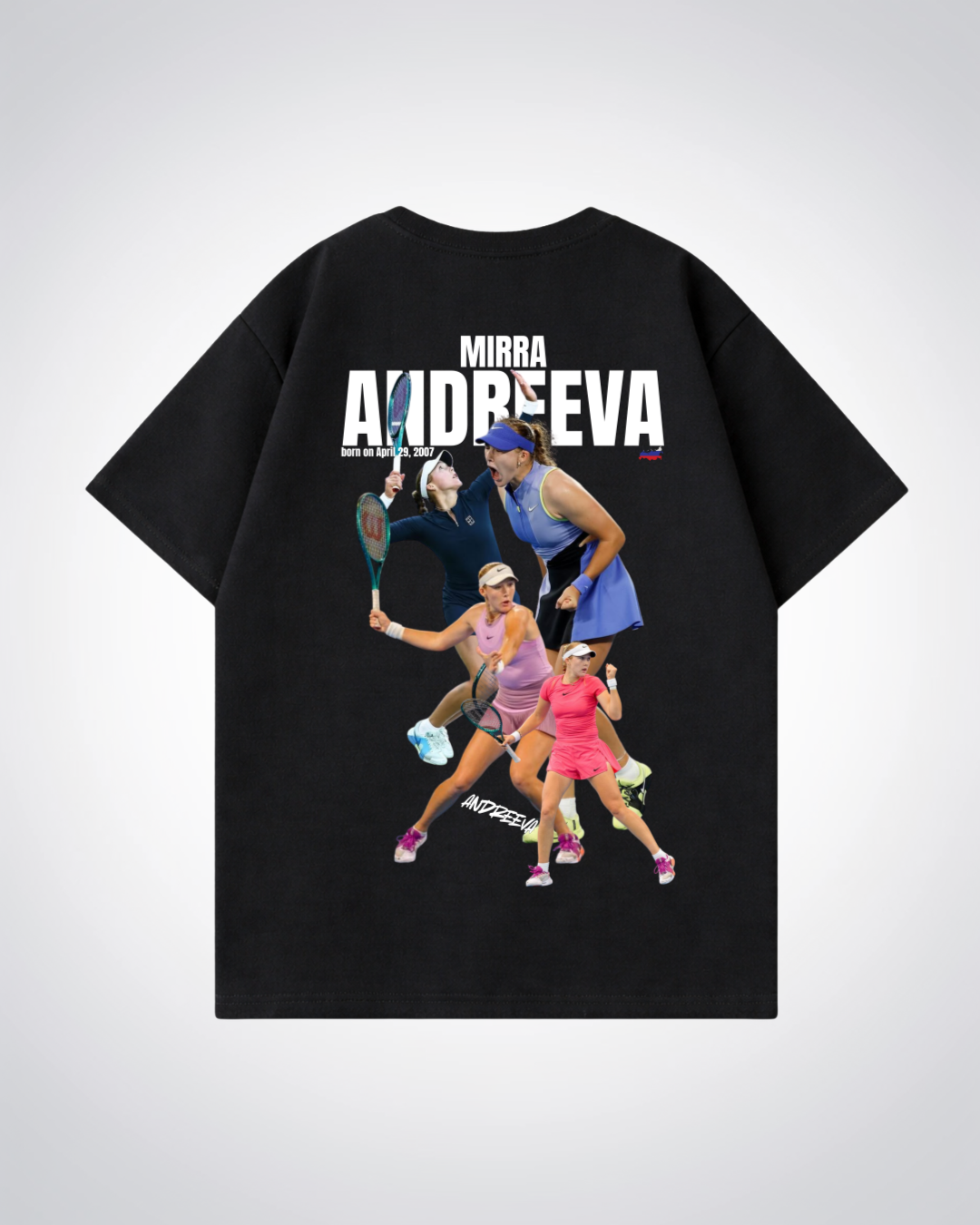 Mirra Andreeva Oversized Shirt - Black Back (Designed)