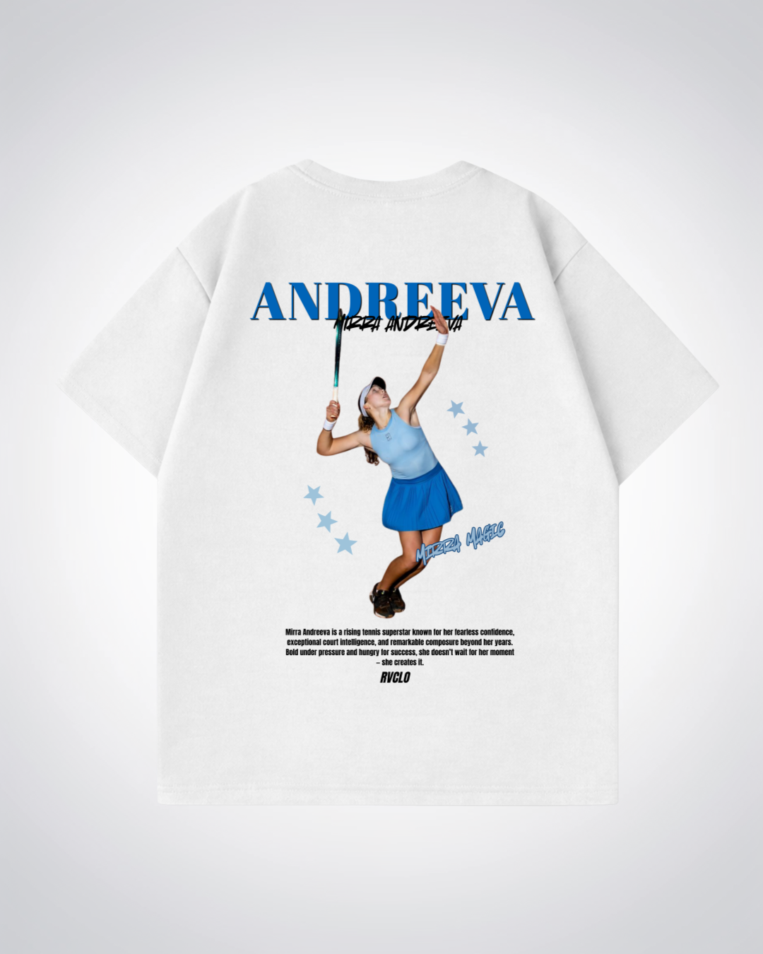 Mirra Andreeva Star Oversized Shirt - White Back (Designed)