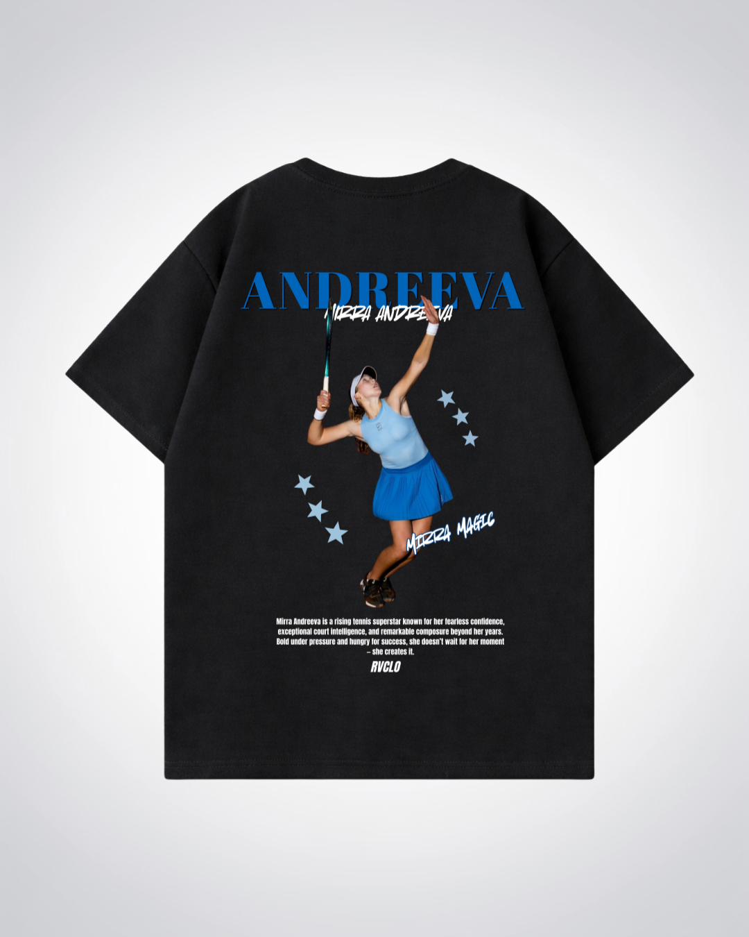 Mirra Andreeva Star Oversized Shirt - Black Back (Designed)