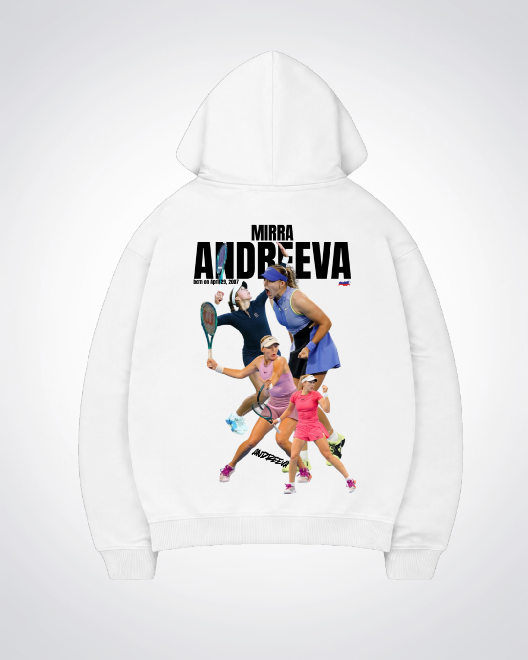 Mirra Andreeva Oversized Hoodie - White Back (Designed)