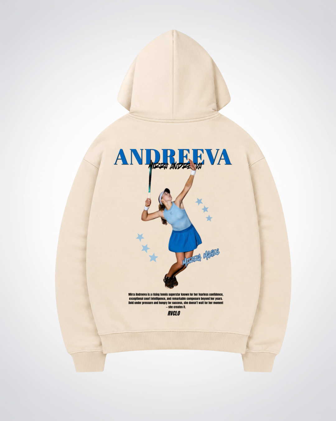 Mirra Andreeva Star Oversized Hoodie - Beige Back (Designed)