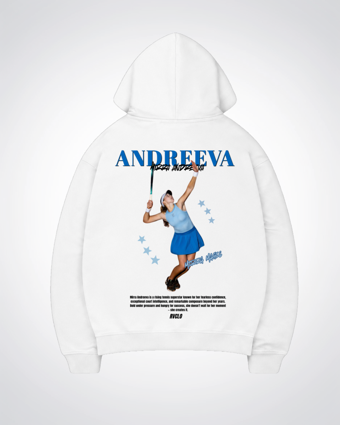 Mirra Andreeva Star Oversized Hoodie - White Back (Designed)